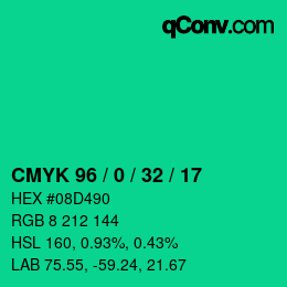 Color code: CMYK 96 / 0 / 32 / 17 | qconv.com