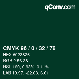 Color code: CMYK 96 / 0 / 32 / 78 | qconv.com