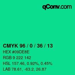 Color code: CMYK 96 / 0 / 36 / 13 | qconv.com