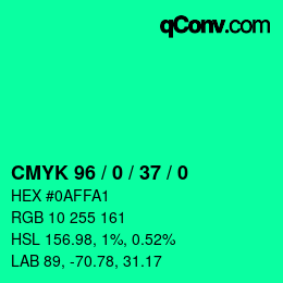 カラーコード: CMYK 96 / 0 / 37 / 0 | qconv.com