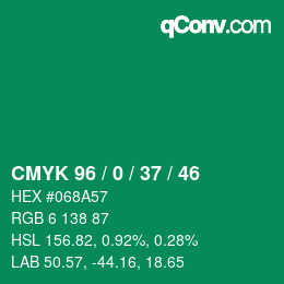 Color code: CMYK 96 / 0 / 37 / 46 | qconv.com