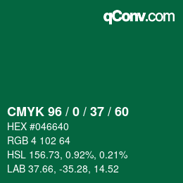 颜色代码: CMYK 96 / 0 / 37 / 60 | qconv.com
