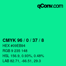 カラーコード: CMYK 96 / 0 / 37 / 8 | qconv.com