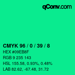 Color code: CMYK 96 / 0 / 39 / 8 | qconv.com