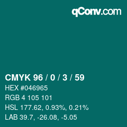 Color code: CMYK 96 / 0 / 3 / 59 | qconv.com