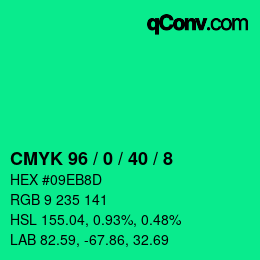 カラーコード: CMYK 96 / 0 / 40 / 8 | qconv.com