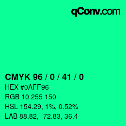 カラーコード: CMYK 96 / 0 / 41 / 0 | qconv.com