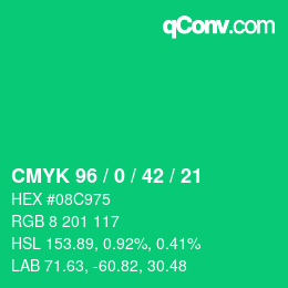 Color code: CMYK 96 / 0 / 42 / 21 | qconv.com