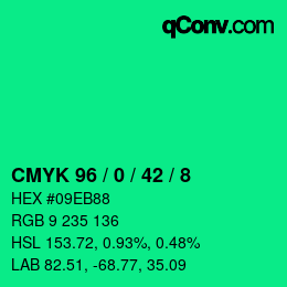 Color code: CMYK 96 / 0 / 42 / 8 | qconv.com
