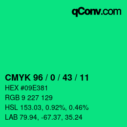 Color code: CMYK 96 / 0 / 43 / 11 | qconv.com