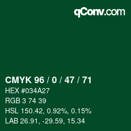 カラーコード: CMYK 96 / 0 / 47 / 71 | qconv.com