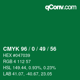 Color code: CMYK 96 / 0 / 49 / 56 | qconv.com