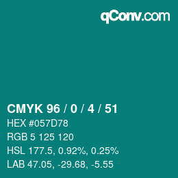 Color code: CMYK 96 / 0 / 4 / 51 | qconv.com