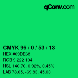Color code: CMYK 96 / 0 / 53 / 13 | qconv.com
