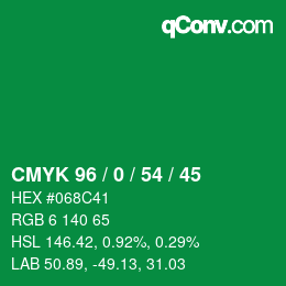 カラーコード: CMYK 96 / 0 / 54 / 45 | qconv.com