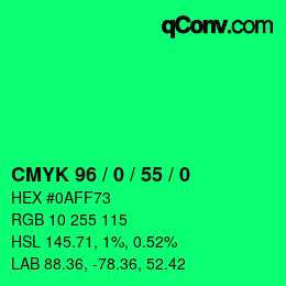 颜色代码: CMYK 96 / 0 / 55 / 0 | qconv.com