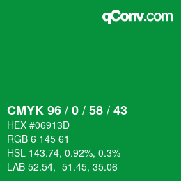 Color code: CMYK 96 / 0 / 58 / 43 | qconv.com