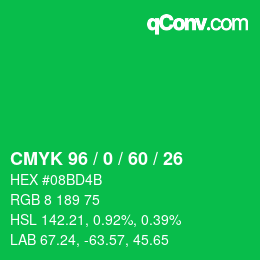 Color code: CMYK 96 / 0 / 60 / 26 | qconv.com