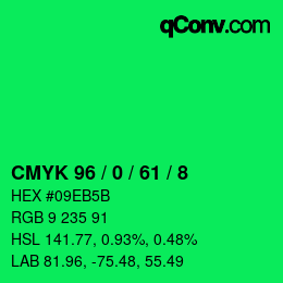 Color code: CMYK 96 / 0 / 61 / 8 | qconv.com