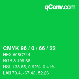 Color code: CMYK 96 / 0 / 66 / 22 | qconv.com