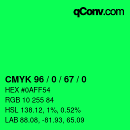 カラーコード: CMYK 96 / 0 / 67 / 0 | qconv.com