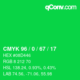 Color code: CMYK 96 / 0 / 67 / 17 | qconv.com