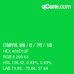 Color code: CMYK 96 / 0 / 70 / 18 | qconv.com