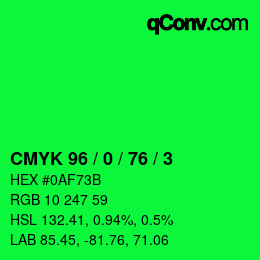 Color code: CMYK 96 / 0 / 76 / 3 | qconv.com