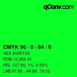 Código de color: CMYK 96 / 0 / 84 / 0 | qconv.com