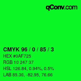 Color code: CMYK 96 / 0 / 85 / 3 | qconv.com