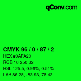 Color code: CMYK 96 / 0 / 87 / 2 | qconv.com