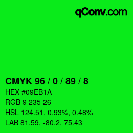 Color code: CMYK 96 / 0 / 89 / 8 | qconv.com