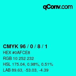 カラーコード: CMYK 96 / 0 / 8 / 1 | qconv.com