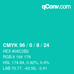 カラーコード: CMYK 96 / 0 / 8 / 24 | qconv.com