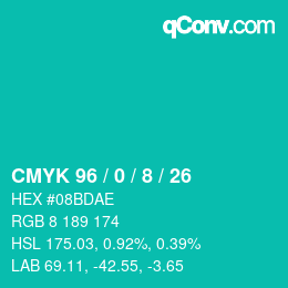 カラーコード: CMYK 96 / 0 / 8 / 26 | qconv.com