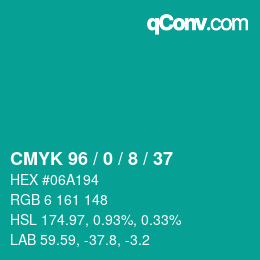 Color code: CMYK 96 / 0 / 8 / 37 | qconv.com