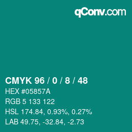 颜色代码: CMYK 96 / 0 / 8 / 48 | qconv.com