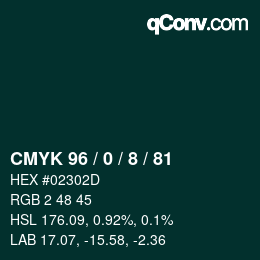 カラーコード: CMYK 96 / 0 / 8 / 81 | qconv.com