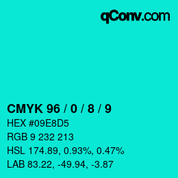 Color code: CMYK 96 / 0 / 8 / 9 | qconv.com