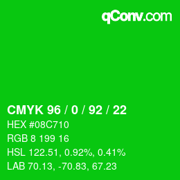 Color code: CMYK 96 / 0 / 92 / 22 | qconv.com
