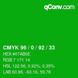 Color code: CMYK 96 / 0 / 92 / 33 | qconv.com