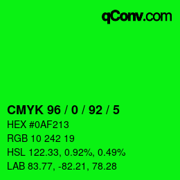 颜色代码: CMYK 96 / 0 / 92 / 5 | qconv.com