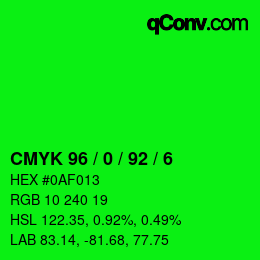Color code: CMYK 96 / 0 / 92 / 6 | qconv.com
