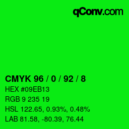 Color code: CMYK 96 / 0 / 92 / 8 | qconv.com