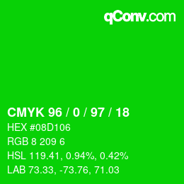 Color code: CMYK 96 / 0 / 97 / 18 | qconv.com