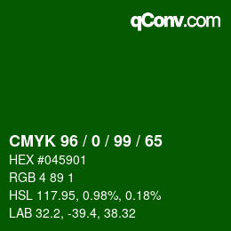 Color code: CMYK 96 / 0 / 99 / 65 | qconv.com