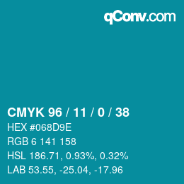 颜色代码: CMYK 96 / 11 / 0 / 38 | qconv.com