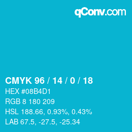 カラーコード: CMYK 96 / 14 / 0 / 18 | qconv.com