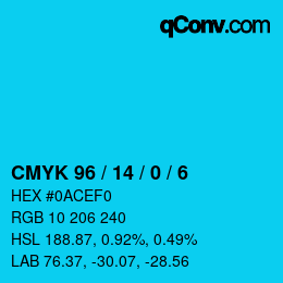 カラーコード: CMYK 96 / 14 / 0 / 6 | qconv.com