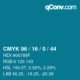 Color code: CMYK 96 / 16 / 0 / 44 | qconv.com